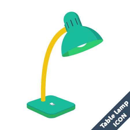 Table lamp icon. 3D vector illustration in flat style isolated on white background.のイラスト素材