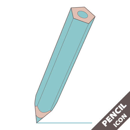 Color pencil icon. Cartoon blue 3D vector illustration in flat style on white background.のイラスト素材