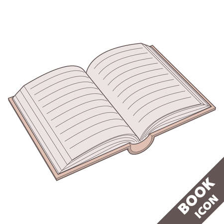 Open book icon. Cartoon 3D vector illustration in flat style on white background.のイラスト素材