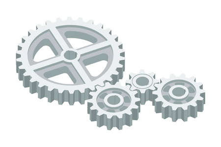 Gears isometric 3D vector illustration in flat style isolated on white background.のイラスト素材