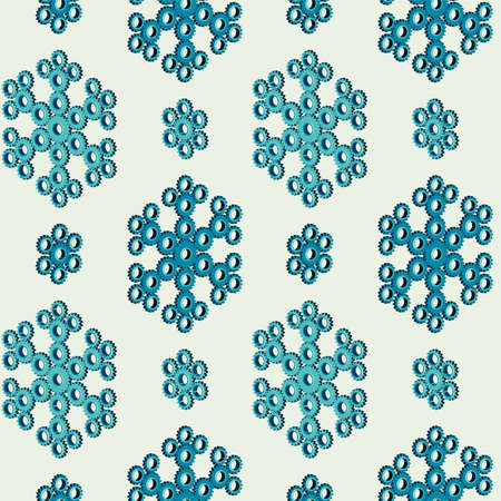 Snowflakes from gears. Christmas seamless pattern of gears laid out in the shape of snowflakes. Vector background.のイラスト素材