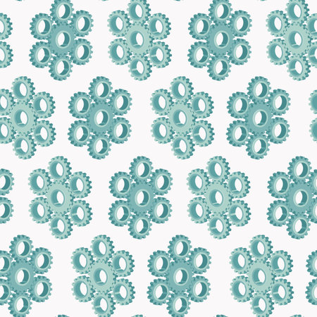 Snowflakes from gears. Christmas seamless pattern of gears laid out in the shape of snowflakes. Vector background.のイラスト素材