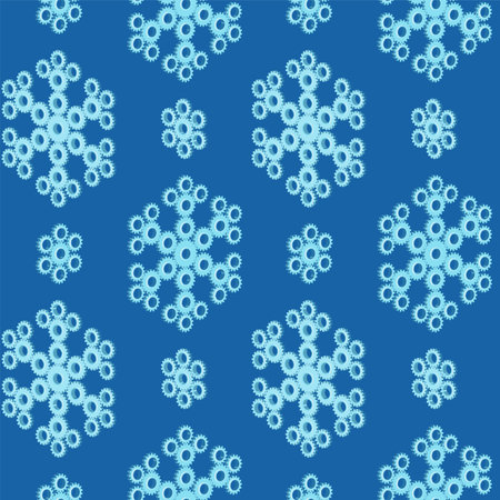 Snowflakes from gears. Christmas seamless pattern of gears laid out in the shape of snowflakes. Vector background.のイラスト素材