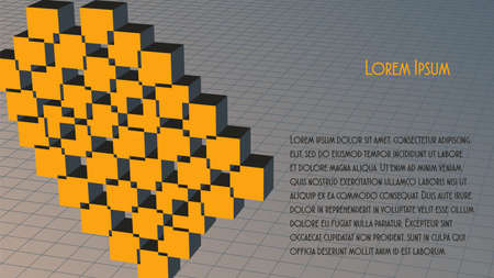 3d background of intersecting cubes and coordinate grid. Aspect ratio 16: 9. Vector illustration. There is free space for your text. Editable strokes.のイラスト素材
