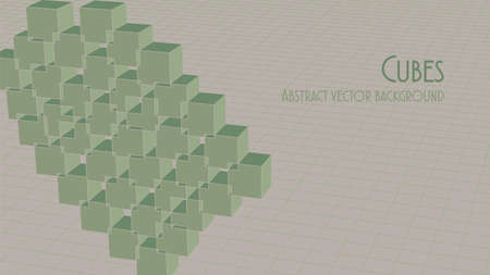 3d background of intersecting cubes and coordinate grid. Aspect ratio 16: 9. Vector illustration. There is free space for your text. Editable strokes.のイラスト素材