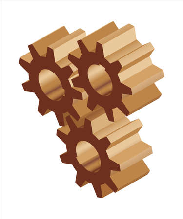 Three gears icon. Isometric 3D vector illustration isolated on white background. Icon for the Options, Settings, Technical Support, Service menu or others.のイラスト素材