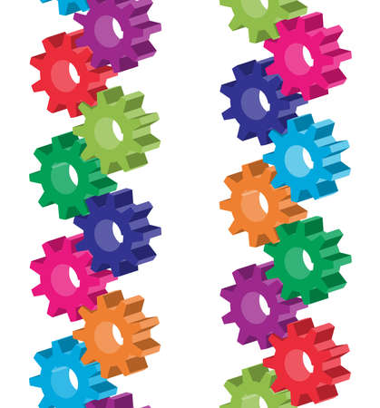 Seamless pattern with gears, cogwheels. Multicolored isometric pattern for background or fills. Vector illustration.のイラスト素材