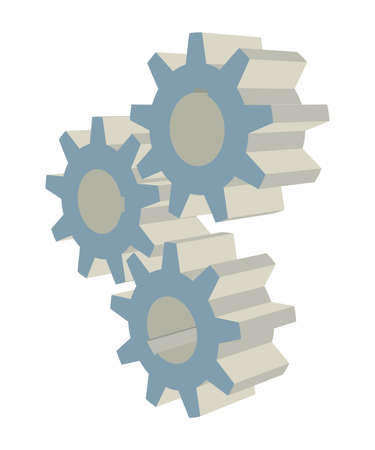 Three gears icon. 3D vector illustration in flat style isolated on white background. Icon for the Options, Settings, Technical Support, Service menu or others.のイラスト素材