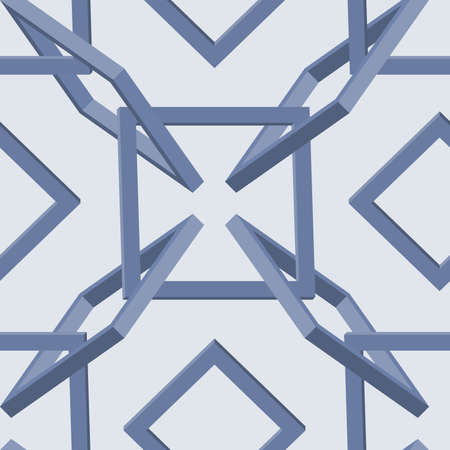 Isometric seamless pattern of intersecting 3d frames. Vector monochrome illustration in flat styleのイラスト素材