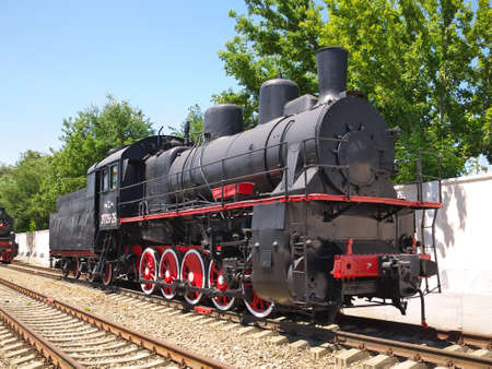 Rostov-on-Don, Russia - July 13, 2021. An old steam locomotive of the Em729-29 series in the Museum of Railway Transport. These locomotives were produced in 1932-1935.のeditorial素材