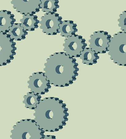 Seamless pattern with gears, cogwheels. Green isometric pattern for background or fills. Vector illustration.のイラスト素材