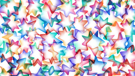 Abstract multicolored background of overlapping transparent stars with gradient fill on a white background. vector illustration.のイラスト素材