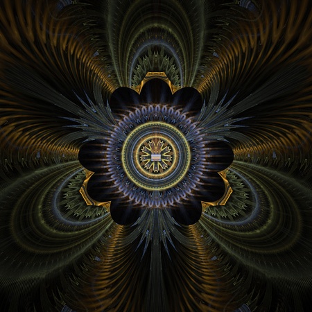 Peacock feathers abstract fractal design for backgrounds and wallpapersの写真素材