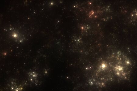 Illustrated starfield background with galaxies and nebulae