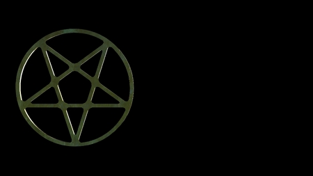 Bronze pentagram on a black background in business card format with copyspace for Halloween, 3d digitally rendered illustrationの写真素材