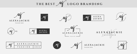 Initial simple letter AJ A logo monogram on black for beauty, fashion, photography design collectionのイラスト素材