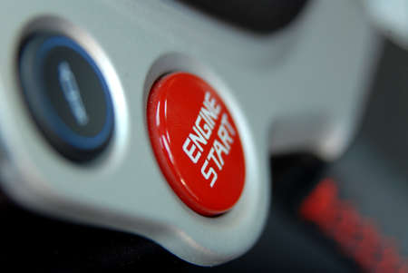 Start stop engine button on a modern car dashboardの写真素材