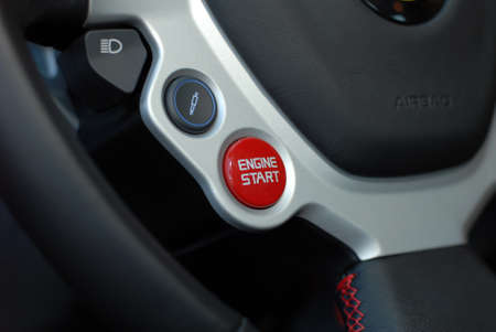 Start stop engine button on a modern car dashboard
