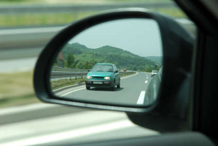 rear view refflection on the car mirror
