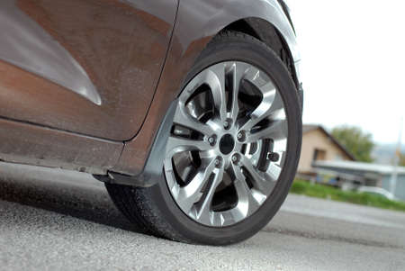 Wheel on a brown sport car