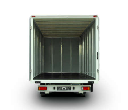 Empty van with rear doors openedの写真素材