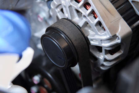 belt and pulley on the car alternatorの写真素材