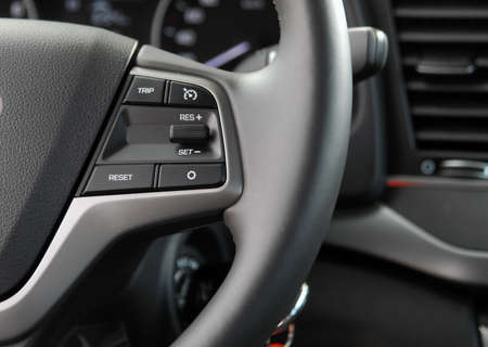 cruise control stick which is located on the the steering wheelの写真素材