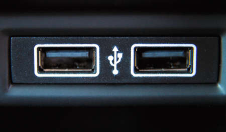 USB port in the car panelの写真素材