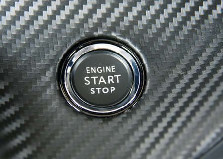 Start stop engine button on a modern car dashboard