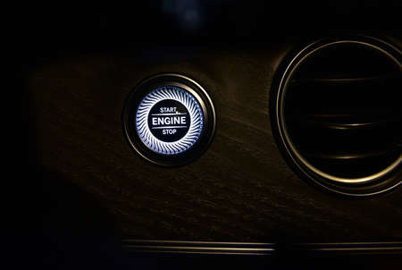 Start stop engine button on a modern car dashboardの写真素材