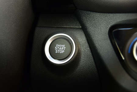 Start stop engine button on a modern car dashboardの写真素材
