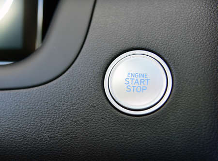 Start stop engine button on a modern car dashboard