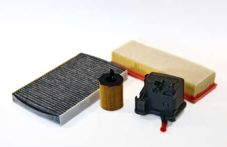 Car filter set - oil, air, pollen, fuelの写真素材