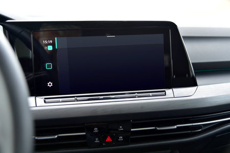 Screen multimedia system on dashboard in a modern car