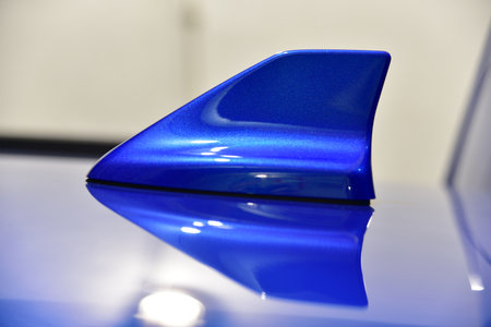 Car radio antenna on roof carの写真素材