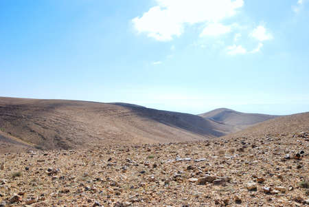 Fragment of ancient desert under dramatic sky. Desert Negev, Israel.