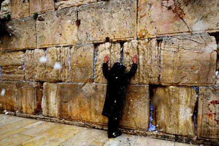Snowfall near Western Wall, Jerusalem 02.03.2012のeditorial素材