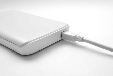 Portable external hard drive with mini USB connectionの写真素材