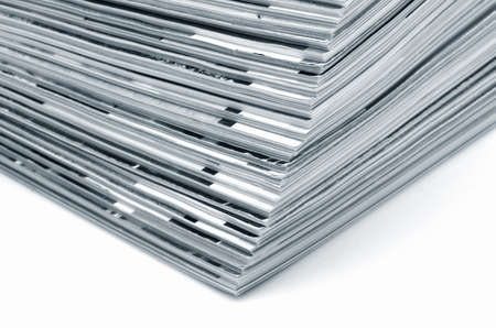 Stack of old colored magazines close-up. Monochromeの写真素材