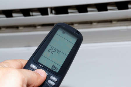 Remote control directed on the air conditionerの写真素材