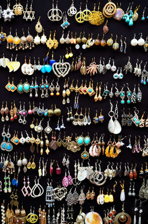 Colourful handmade jewlery of street seller.の写真素材