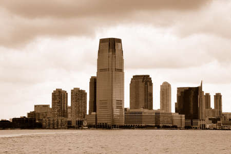 Views of the New Jersey side of the river Hudson. Sepiaの写真素材