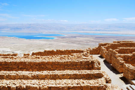 Masada - ancient  fortress in the South of Israel, on the eastern edge of the Judean Desert overlooking the Dead Sea.の写真素材