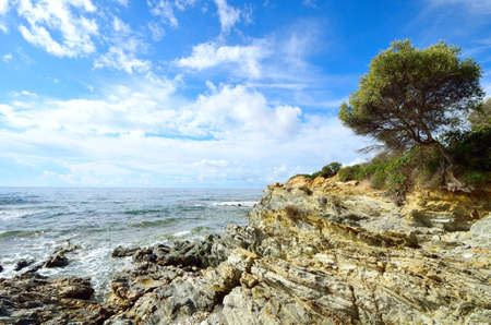 Sea surf on the coast of Sardinia. Italyの写真素材