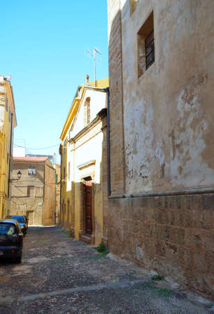 Ancient street of old city Alghero, Sardinia.