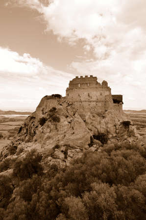 Castle of Acquafredda. Sardinia. Italy. Sepiaの写真素材