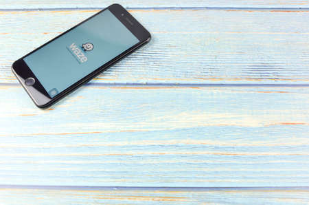 Puchong, Malaysia - July 28, 2019; Waze was founded in 2008 in Israel and is a community-driven GPS navigation application program for smartphone. It was sold to Google for US$1.3 billion in 2013.のeditorial素材