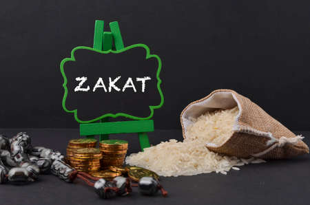 Islamic zakat concept. A contribution structure for Muslims or Moslems to help the poor and needy....
