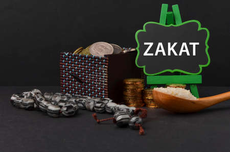Islamic zakat concept. A contribution structure for Muslims or Moslems to help the poor and needy....