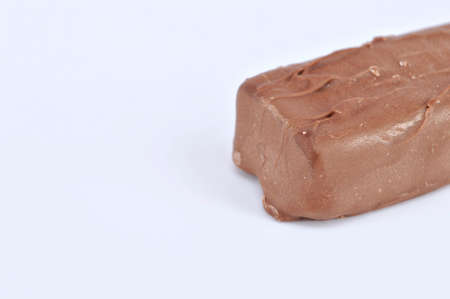 Closeup of chocolate bar on white background.Selective focus.